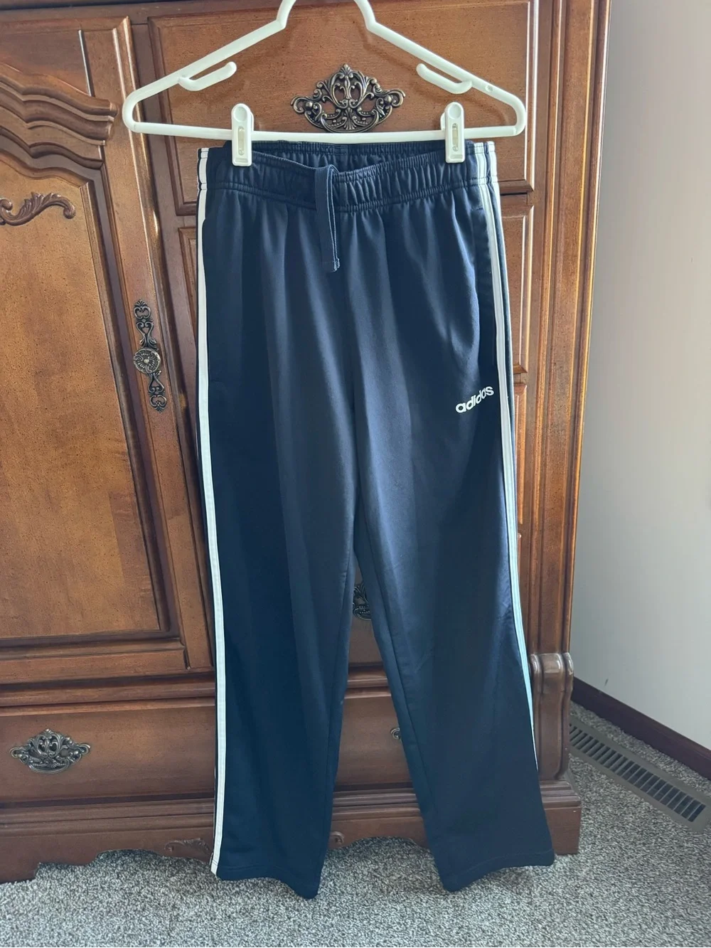 adidas Men’s unisex Navy Track Pants with Side Stripes